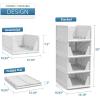 imageSorbus 4 Pack Folding Closet Shelf Organizer for Clothes  Versatile Stackable Storage Baskets for Closet Bathroom Kitchen ampamp Garage  Easy Access Open Front Design  Plastic Organizer Shelves4 Medium