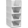 imageSorbus 4 Pack Folding Closet Shelf Organizer for Clothes  Versatile Stackable Storage Baskets for Closet Bathroom Kitchen ampamp Garage  Easy Access Open Front Design  Plastic Organizer Shelves4 Medium