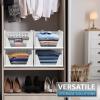 imageSorbus 4 Pack Folding Closet Shelf Organizer for Clothes  Versatile Stackable Storage Baskets for Closet Bathroom Kitchen ampamp Garage  Easy Access Open Front Design  Plastic Organizer Shelves4 Medium