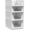 imageSorbus 4 Pack Folding Closet Shelf Organizer for Clothes  Versatile Stackable Storage Baskets for Closet Bathroom Kitchen ampamp Garage  Easy Access Open Front Design  Plastic Organizer Shelves2 Small 2 Medium