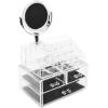 imageSorbus Acrylic Cosmetic Makeup Organizer with Makeup Mirror  Jewelry Storage Case and Removable Double Sided 3X1X Magnification Mirror  Spacious Design  for Bathroom Dresser Vanity ClearClear