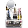 imageSorbus Acrylic Cosmetic Makeup Organizer with Makeup Mirror  Jewelry Storage Case and Removable Double Sided 3X1X Magnification Mirror  Spacious Design  for Bathroom Dresser Vanity ClearClear