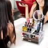 imageSorbus Acrylic Cosmetic Makeup Organizer with Makeup Mirror  Jewelry Storage Case and Removable Double Sided 3X1X Magnification Mirror  Spacious Design  for Bathroom Dresser Vanity ClearClear