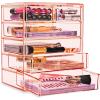 imageSorbus Acrylic Makeup Organizer  Organization and Storage Case for Cosmetics Make Up ampamp Jewelry  Big Clear Makeup Organizer for Vanity Bathroom College Dorm Closet Desk 4 Large 2 Small DrawersPink