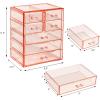 imageSorbus Acrylic Makeup Organizer  Organization and Storage Case for Cosmetics Make Up ampamp Jewelry  Big Clear Makeup Organizer for Vanity Bathroom College Dorm Closet Desk 4 Large 2 Small DrawersPink