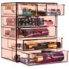 imageSorbus Acrylic Makeup Organizer  Organization and Storage Case for Cosmetics Make Up ampamp Jewelry  Big Clear Makeup Organizer for Vanity Bathroom College Dorm Closet Desk 4 Large 2 Small DrawersBronze Glow