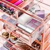 imageSorbus Acrylic Makeup Organizer  Organization and Storage Case for Cosmetics Make Up ampamp Jewelry  Big Clear Makeup Organizer for Vanity Bathroom College Dorm Closet Desk 4 Large 2 Small DrawersPink