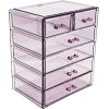 imageSorbus Acrylic Makeup Organizer  Organization and Storage Case for Cosmetics Make Up ampamp Jewelry  Big Clear Makeup Organizer for Vanity Bathroom College Dorm Closet Desk 4 Large 2 Small DrawersPurple