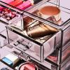 imageSorbus Acrylic Makeup Organizer  Organization and Storage Case for Cosmetics Make Up ampamp Jewelry  Big Clear Makeup Organizer for Vanity Bathroom College Dorm Closet Desk 4 Large 2 Small DrawersPurple