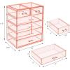 imageSorbus Acrylic Makeup Organizer  Organization and Storage Case for Cosmetics Make Up ampamp Jewelry  Big Clear Makeup Organizer for Vanity Bathroom College Dorm Closet Desk 4 Large 2 Small DrawersPink
