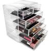 imageSorbus Acrylic Makeup Organizer  Organization and Storage Case for Cosmetics Make Up ampamp Jewelry  Big Clear Makeup Organizer for Vanity Bathroom College Dorm Closet Desk 4 Large 2 Small DrawersClear