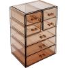 imageSorbus Acrylic Makeup Organizer  Organization and Storage Case for Cosmetics Make Up ampamp Jewelry  Big Clear Makeup Organizer for Vanity Bathroom College Dorm Closet Desk 4 Large 2 Small DrawersBronze Glow