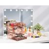 imageSorbus Acrylic Makeup Organizer  Organization and Storage Case for Cosmetics Make Up ampamp Jewelry  Big Clear Makeup Organizer for Vanity Bathroom College Dorm Closet Desk 4 Large 2 Small DrawersPink