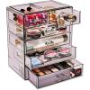 imageSorbus Acrylic Makeup Organizer  Organization and Storage Case for Cosmetics Make Up ampamp Jewelry  Big Clear Makeup Organizer for Vanity Bathroom College Dorm Closet Desk 4 Large 2 Small DrawersPurple