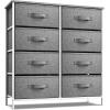 imageSorbus Dresser with 8 Drawers  Chest Organizer Unit with Steel Frame Wood Top ampamp Handle Easy Pull Fabric Bins for Clothes  Large Storage Furniture for Bedroom Hallway Living Room Nursery ampamp ClosetGrey