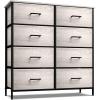 imageSorbus Dresser with 8 Drawers  Chest Organizer Unit with Steel Frame Wood Top ampamp Handle Easy Pull Fabric Bins for Clothes  Large Storage Furniture for Bedroom Hallway Living Room Nursery ampamp ClosetGreige