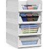 imageSorbus 4 Pack Folding Closet Shelf Organizer for Clothes  Versatile Stackable Storage Baskets for Closet Bathroom Kitchen ampamp Garage  Easy Access Open Front Design  Plastic Organizer Shelves4 Small