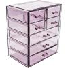 imageSorbus Acrylic Makeup Organizer  Organization and Storage Case for Cosmetics Make Up ampamp Jewelry  Big Clear Makeup Organizer for Vanity Bathroom College Dorm Closet Desk 4 Large 2 Small DrawersPurple