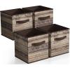 imageSorbus Collapsible Storage Bins  11quot Sturdy Foldable Fabric Storage Cubes with Handle  4 TieDye Purple Organization and Storage Baskets for Organizing Pantry Closet Nursery Dorm Toy StorageRustic Brown
