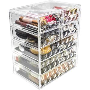 imageSorbus Acrylic Makeup Organizer  Organization and Storage Case for Cosmetics Make Up ampamp Jewelry  Big Clear Makeup Organizer for Vanity Bathroom College Dorm Closet Desk 4 Large 2 Small DrawersDiamond