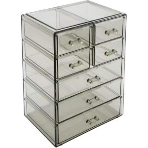imageSorbus Acrylic Makeup Organizer  Organization and Storage Case for Cosmetics Make Up ampamp Jewelry  Big Clear Makeup Organizer for Vanity Bathroom College Dorm Closet Desk 4 Large 2 Small DrawersBlack Jewel
