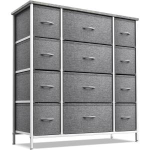 imageSorbus Dresser with 8 Drawers  Chest Organizer Unit with Steel Frame Wood Top ampamp Handle Easy Pull Fabric Bins for Clothes  Large Storage Furniture for Bedroom Hallway Living Room Nursery ampamp ClosetGrey