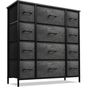 imageSorbus Dresser with 8 Drawers  Chest Organizer Unit with Steel Frame Wood Top ampamp Handle Easy Pull Fabric Bins for Clothes  Large Storage Furniture for Bedroom Hallway Living Room Nursery ampamp ClosetGray Wood