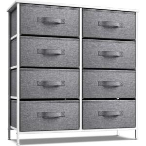 imageSorbus Dresser with 8 Drawers  Chest Organizer Unit with Steel Frame Wood Top ampamp Handle Easy Pull Fabric Bins for Clothes  Large Storage Furniture for Bedroom Hallway Living Room Nursery ampamp ClosetWhiteGray