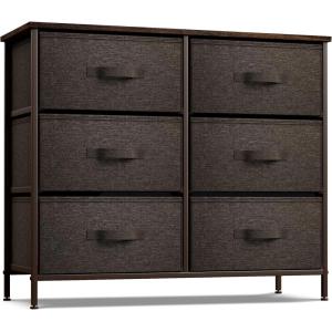 imageSorbus Dresser with 8 Drawers  Chest Organizer Unit with Steel Frame Wood Top ampamp Handle Easy Pull Fabric Bins for Clothes  Large Storage Furniture for Bedroom Hallway Living Room Nursery ampamp ClosetBrown