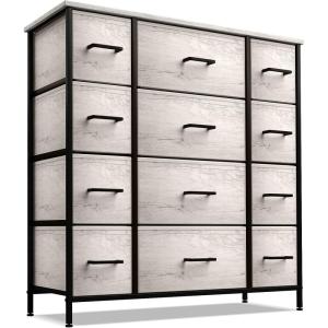 imageSorbus Dresser with 8 Drawers  Chest Organizer Unit with Steel Frame Wood Top ampamp Handle Easy Pull Fabric Bins for Clothes  Large Storage Furniture for Bedroom Hallway Living Room Nursery ampamp ClosetGreige