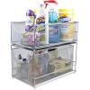 imageSorbus Cabinet Organizer Set Mesh Storage Organizer with Pull Out DrawersIdeal for Countertop Cabinet Pantry Under the Sink Desktop and More Silver TwoPiece SetSilver