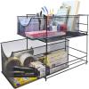 imageSorbus Cabinet Organizer Set Mesh Storage Organizer with Pull Out DrawersIdeal for Countertop Cabinet Pantry Under the Sink Desktop and More Silver TwoPiece SetBlack