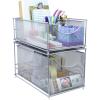 imageSorbus Cabinet Organizer Set Mesh Storage Organizer with Pull Out DrawersIdeal for Countertop Cabinet Pantry Under the Sink Desktop and More Silver TwoPiece SetSilver