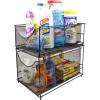 imageSorbus Cabinet Organizer Set Mesh Storage Organizer with Pull Out DrawersIdeal for Countertop Cabinet Pantry Under the Sink Desktop and More Silver TwoPiece SetBlack