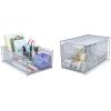imageSorbus Cabinet Organizer Set Mesh Storage Organizer with Pull Out DrawersIdeal for Countertop Cabinet Pantry Under the Sink Desktop and More Silver TwoPiece SetSilver