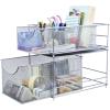imageSorbus Cabinet Organizer Set Mesh Storage Organizer with Pull Out DrawersIdeal for Countertop Cabinet Pantry Under the Sink Desktop and More Silver TwoPiece SetSilver