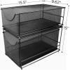 imageSorbus Cabinet Organizer Set Mesh Storage Organizer with Pull Out DrawersIdeal for Countertop Cabinet Pantry Under the Sink Desktop and More Silver TwoPiece SetBlack