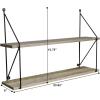 imageSorbus Floating Shelf with Metal Brackets  Wall Mounted Rustic Wood Wall Storage Decorative Hanging Display for Trophy Photo Frames Collectibles and Much More 2Tier  Grey