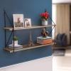 imageSorbus Floating Shelf with Metal Brackets  Wall Mounted Rustic Wood Wall Storage Decorative Hanging Display for Trophy Photo Frames Collectibles and Much More 2Tier  Grey