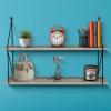 imageSorbus Floating Shelf with Metal Brackets  Wall Mounted Rustic Wood Wall Storage Decorative Hanging Display for Trophy Photo Frames Collectibles and Much More 2Tier  Grey
