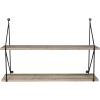 imageSorbus Floating Shelf with Metal Brackets  Wall Mounted Rustic Wood Wall Storage Decorative Hanging Display for Trophy Photo Frames Collectibles and Much More 2Tier  Grey