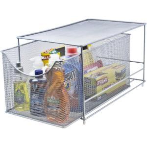 imageSorbus Cabinet Organizer Set Mesh Storage Organizer with Pull Out DrawersIdeal for Countertop Cabinet Pantry Under the Sink Desktop and More Silver TwoPiece SetSilver
