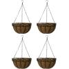 imageSorbus 4 Pack Metal Hanging Planter Basket Huge 12 Inch Hanging Flower Pot Basket ampamp Coco Coir Liner for IndoorOutdoor Garden Dcor Perfect for Home Garden Patio Deck Black