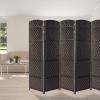 imageSorbus 8 Panel Room Divider 6 ft Tall  Privacy Screen Extra Wide Double Hinged Panels Diamond DoubleWeaved Partition Room Dividers and Folding Privacy Screens Wall Divider for Room SeparationEspresso Brown