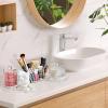 imageSorbus Bathroom Storage Set  Qtip Holder Cotton Round Dispenser Bathroom Jars  Makeup Brush Holder ampamp Apothecary Jars with Lids
