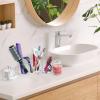 imageSorbus Bathroom Storage Set  Qtip Holder Cotton Round Dispenser Bathroom Jars  Makeup Brush Holder ampamp Apothecary Jars with Lids
