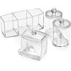imageSorbus Bathroom Storage Set  Qtip Holder Cotton Round Dispenser Bathroom Jars  Makeup Brush Holder ampamp Apothecary Jars with Lids