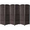 imageSorbus 8 Panel Room Divider 6 ft Tall  Privacy Screen Extra Wide Double Hinged Panels Diamond DoubleWeaved Partition Room Dividers and Folding Privacy Screens Wall Divider for Room SeparationEspresso Brown