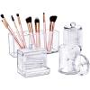 imageSorbus Bathroom Storage Set  Qtip Holder Cotton Round Dispenser Bathroom Jars  Makeup Brush Holder ampamp Apothecary Jars with Lids