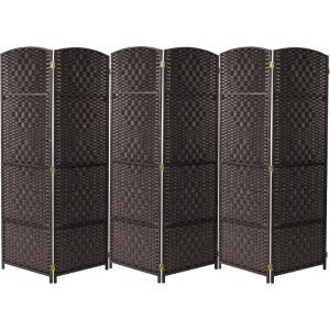 imageSorbus 8 Panel Room Divider 6 ft Tall  Privacy Screen Extra Wide Double Hinged Panels Diamond DoubleWeaved Partition Room Dividers and Folding Privacy Screens Wall Divider for Room SeparationEspresso Brown